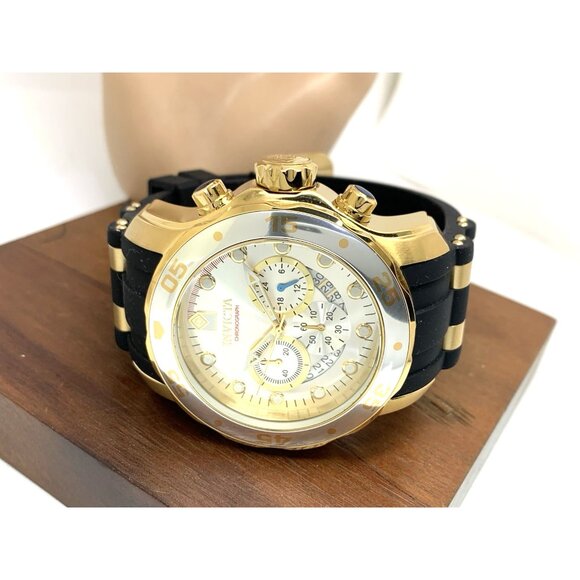 Invicta Men's Watch 6985 Pro Diver Silver Dial Quartz Chronograph Black Rubber - Picture 9 of 15